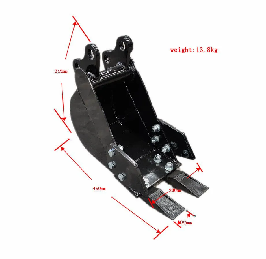 200mm Narrow Bucket Attachment for TYPHON Mini Excavators USA