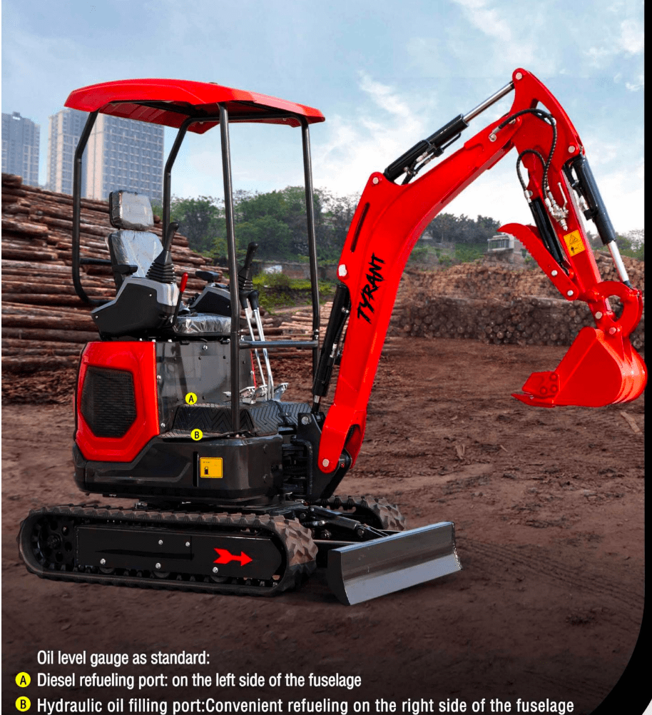 3800lbs TYRANT 17 Diesel Mini Excavator Kubota D902 Engine Side Swing w 12 attachments