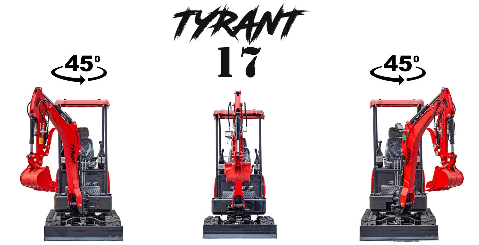 3800lbs TYRANT 17 Diesel Mini Excavator Kubota D902 Engine Side Swing w 12 attachments