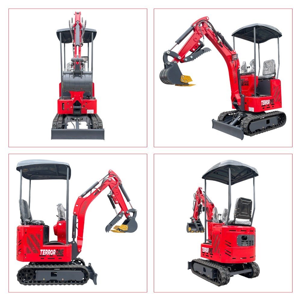 TYPHON TERROR ONE STORM 1 Ton Mini Excavator Trench Digger with Hydraulic Oil Cooler Canopy & Wide Bucket Ideal for Garden, Farm, Park & Road Work Digging, Drilling, Bull-Dozing