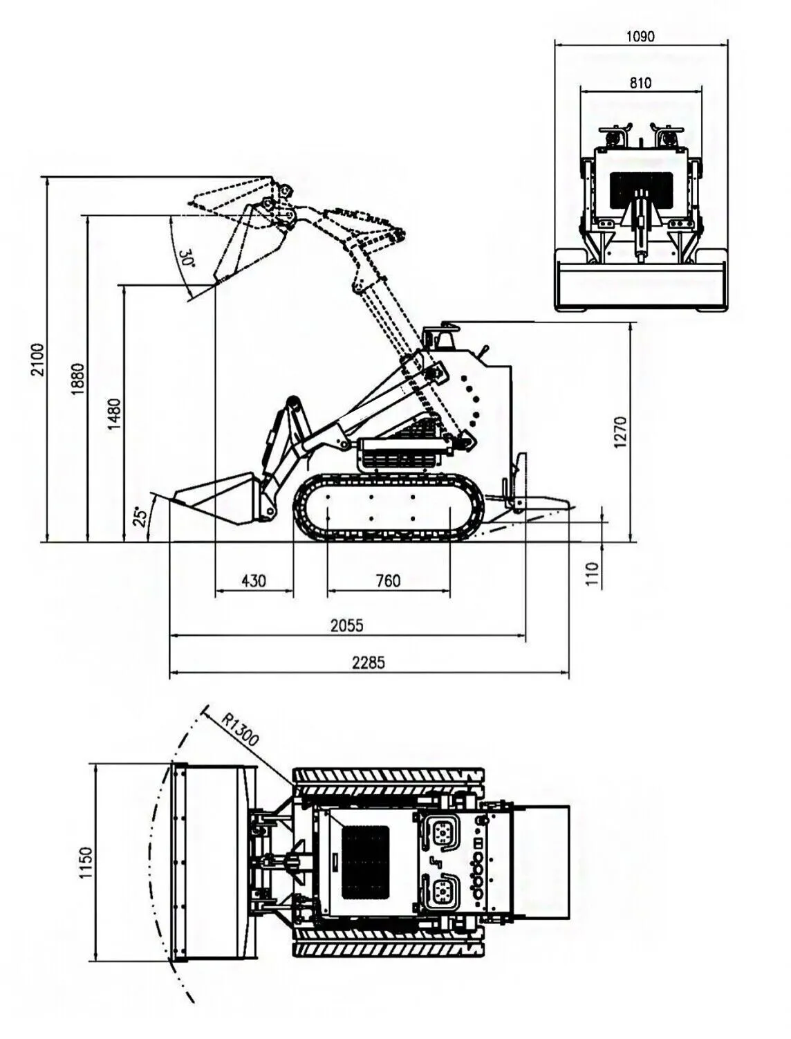 Skid Steer Loader Tracked 22.1 HP Honda EPA Gasoline Engine for Gardens, Farming