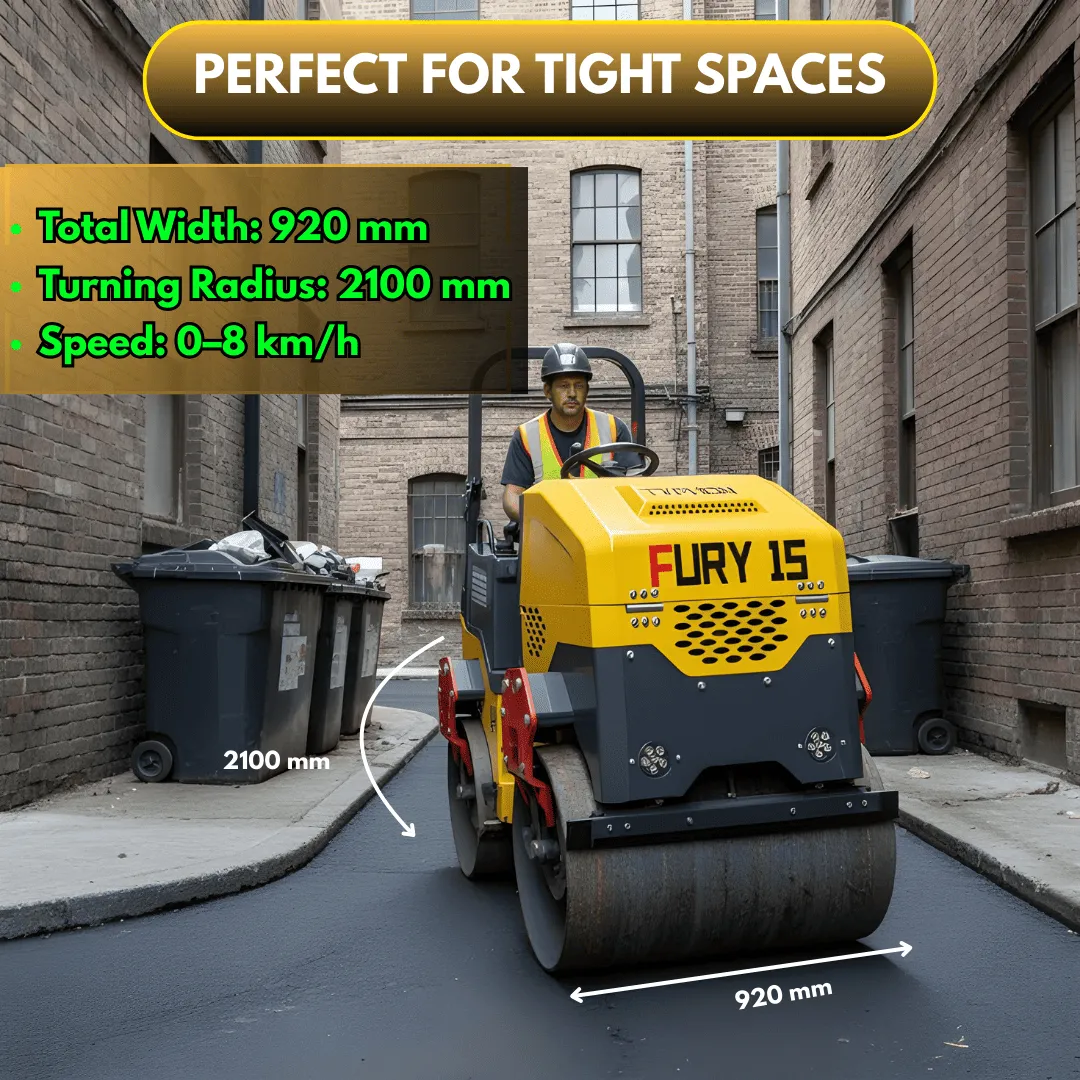 TYPHON FURY 15 Mini Road Roller 1.5Ton 13.5 hp B&S Gas Engine Hydraulic Steering