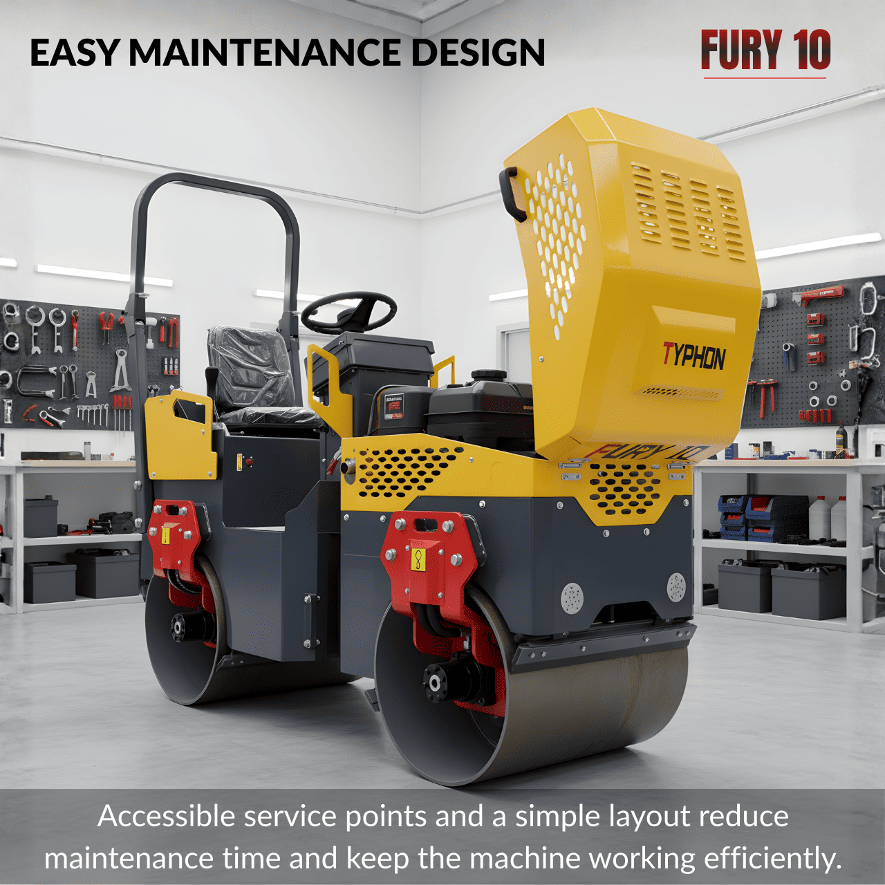 TYPHON Fury 10 Mini Road Roller 1Ton Hydraulic oil B&S 13.5hp gas USA air-cooled