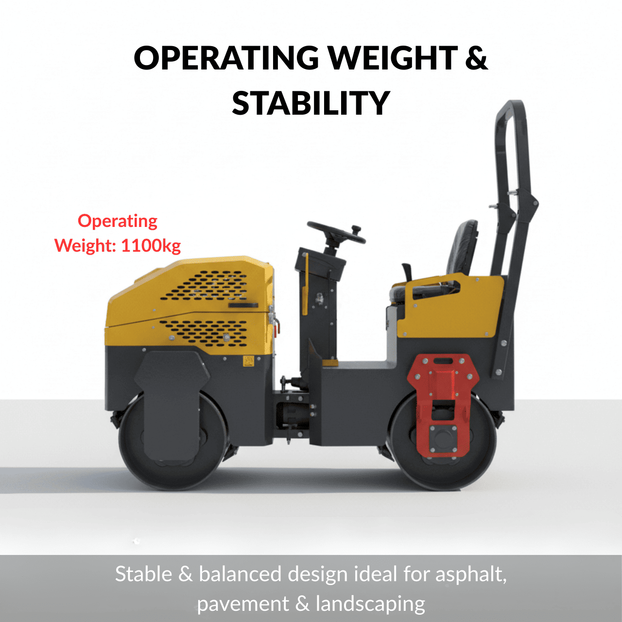 TYPHON Fury 10 Mini Road Roller 1Ton Hydraulic oil B&S 13.5hp gas USA air-cooled