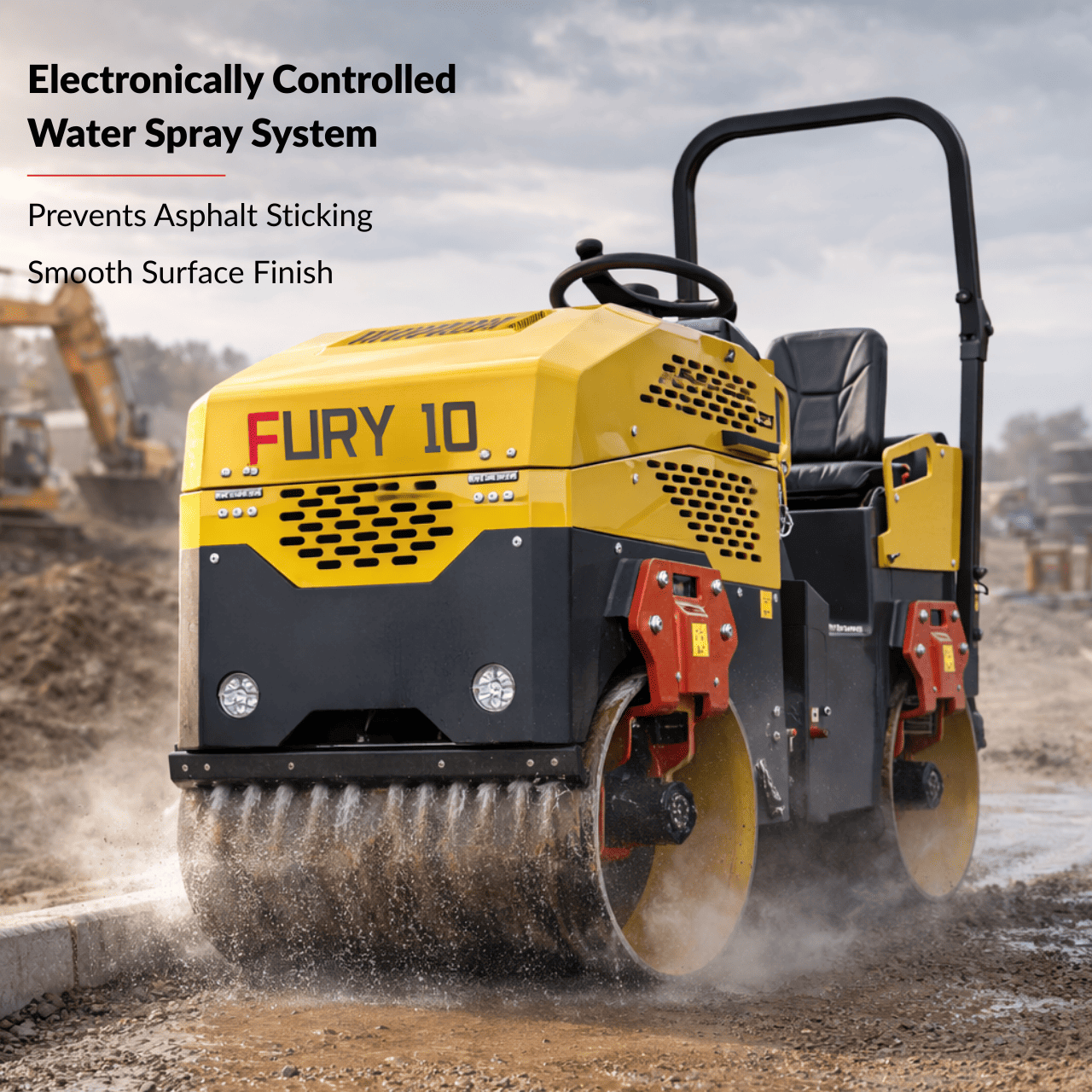 TYPHON Fury 10 Mini Road Roller 1Ton Hydraulic oil B&S 13.5hp gas USA air-cooled