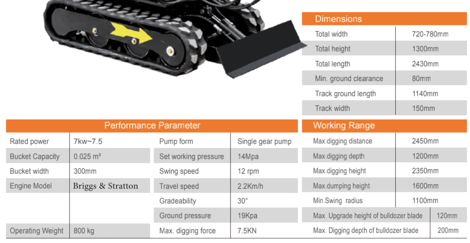 TYPHON TERROR On Tracks VIII 800kg Mini Excavator USA