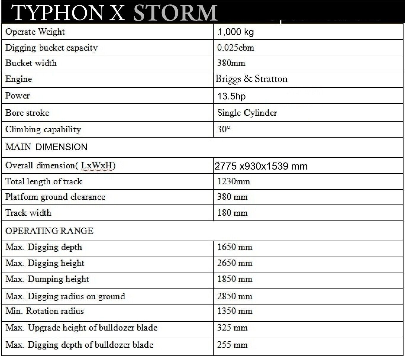 TYPHON TERROR X STORM Mini Excavator – 1 Ton Trench Digger with Canopy, Hydraulic Thumb Clip, Bucket USA