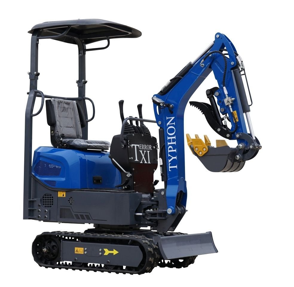 TYPHON TERROR XI STORM Mini Excavator – 1.1 Ton Trench Digger with Boom Swing, Hydraulic Thumb Clip, Bucket USA