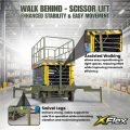 TYPHON xFlex 4065W Walk Behind Scissor Lift 2.7 Ton with Assisted Walking, Manual outriggers of 40 ft lifting Height & 110V Electric