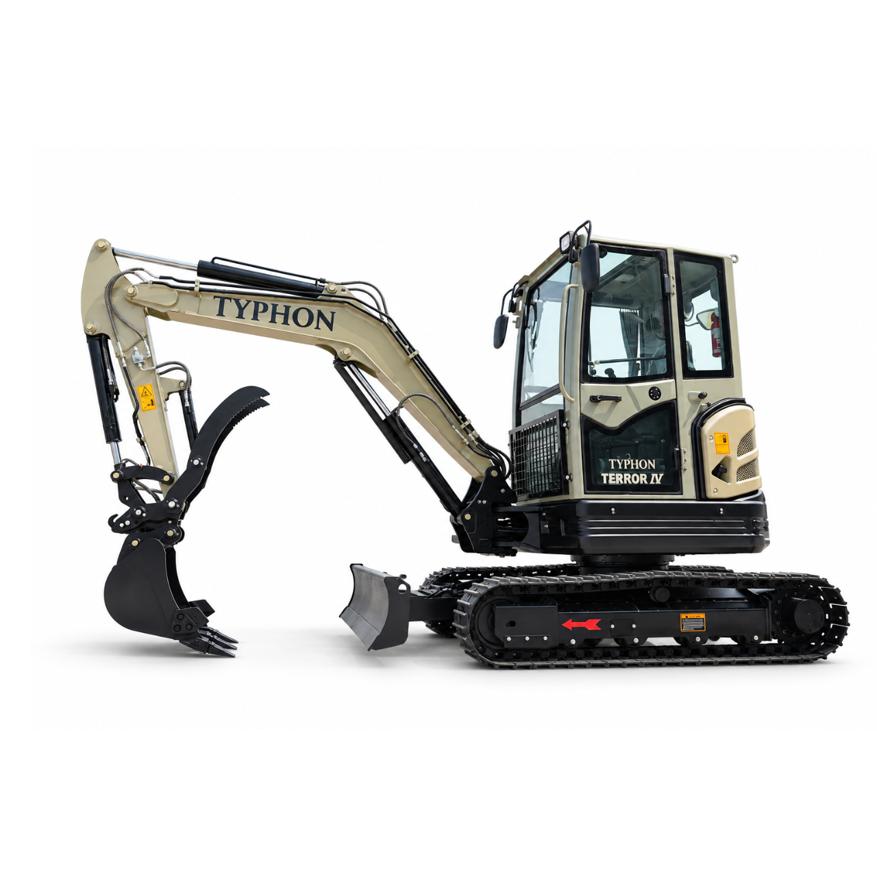 TYPHON Terror IV PROPACT Series – 9,000 lb Mini Excavator with Kubota D1703 3-Cylinder Diesel Engine, AC/Heater Cabin, Dual Speed Control & Metal Track
